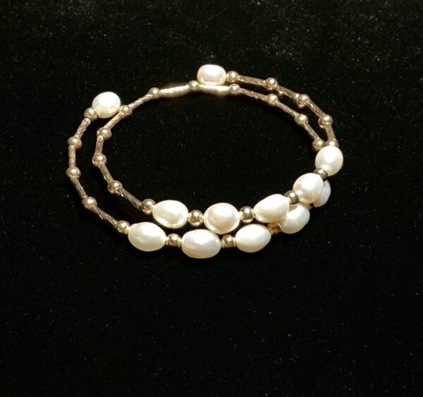 White Freshwater Pearl Alloy Bangle